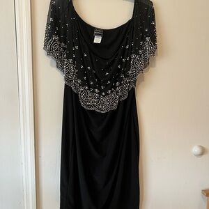 Black cocktail dress with rhinestones